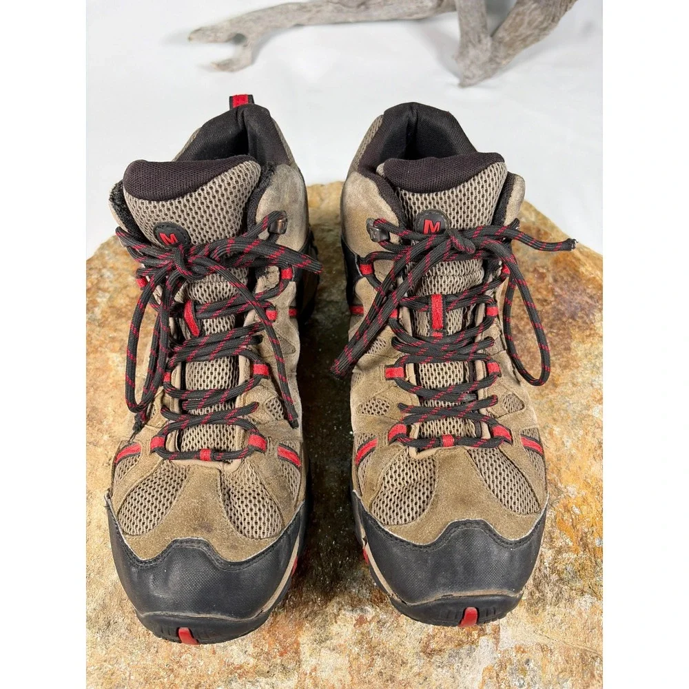 Merrell Mens Waterproof Hiking Boots Boulder Fiery Red J035433 Size 9.5